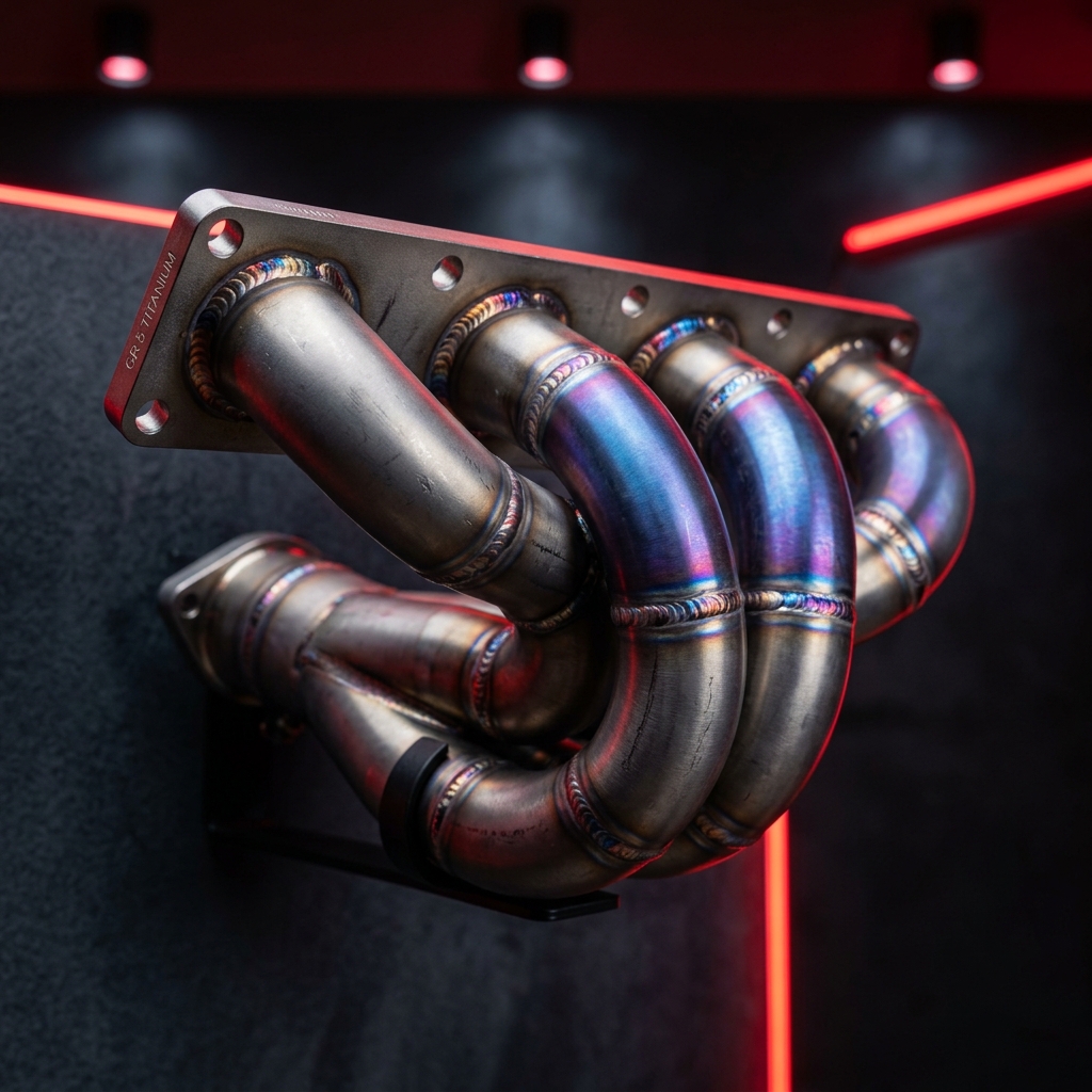Titanium manifold blue heat tint