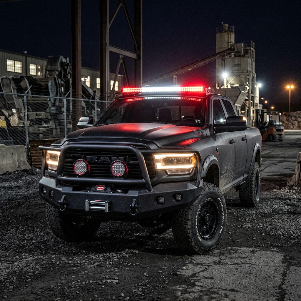 Heavy duty truck accessories at night