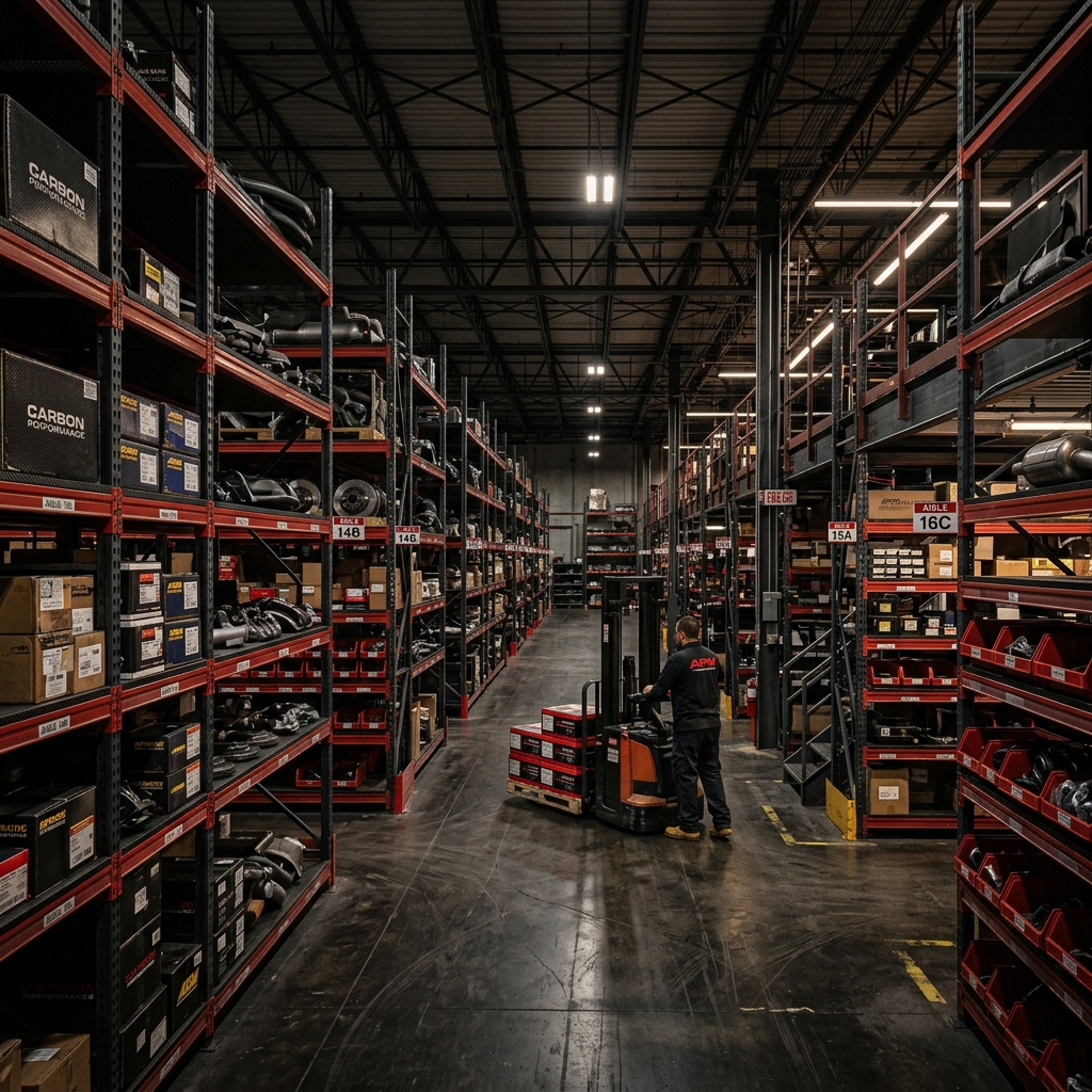 Industrial auto parts storage warehouse